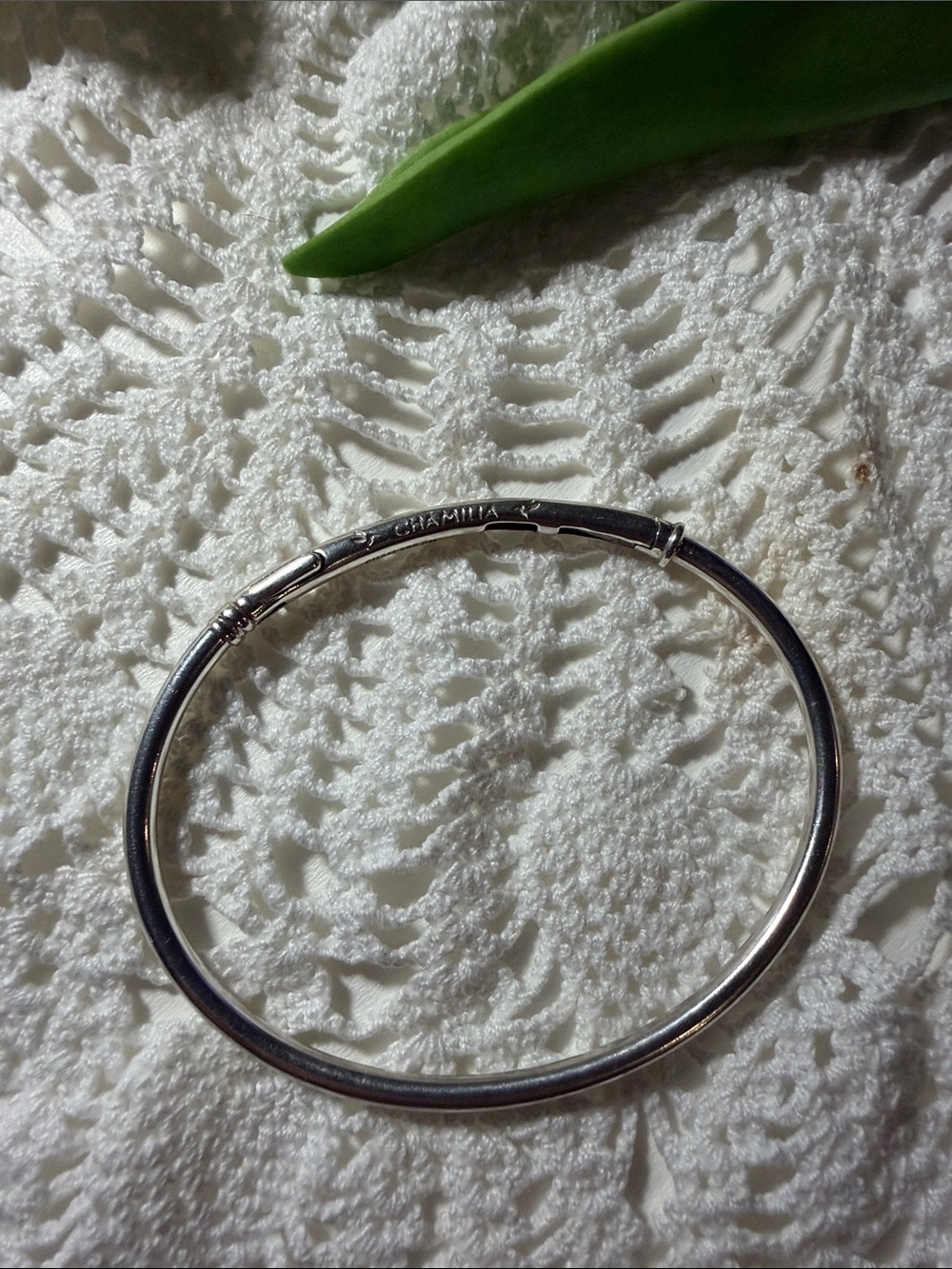Camilla Silver Tone Hinged Bangle Bracelet